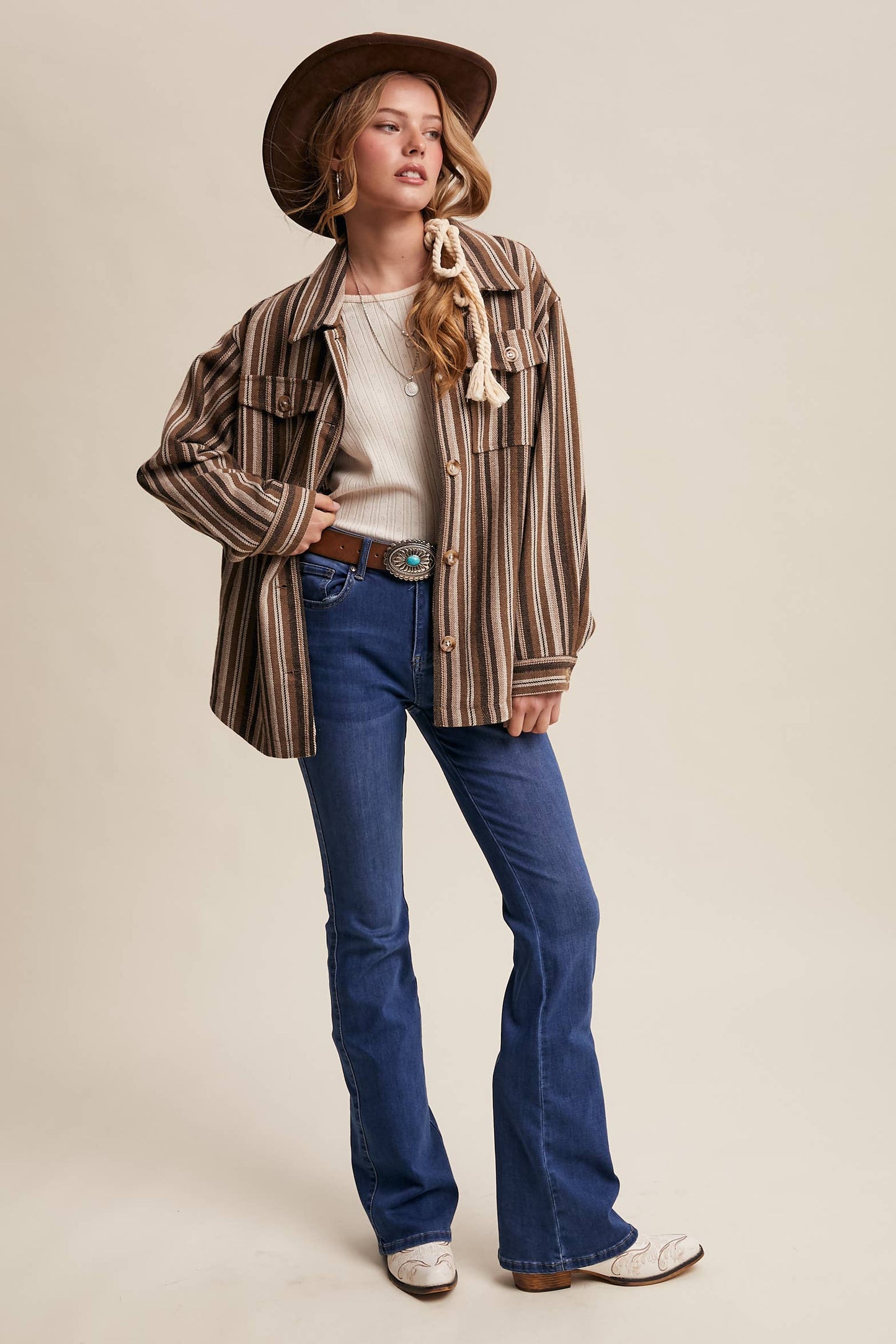 Western Stripe Button-Up Jacket