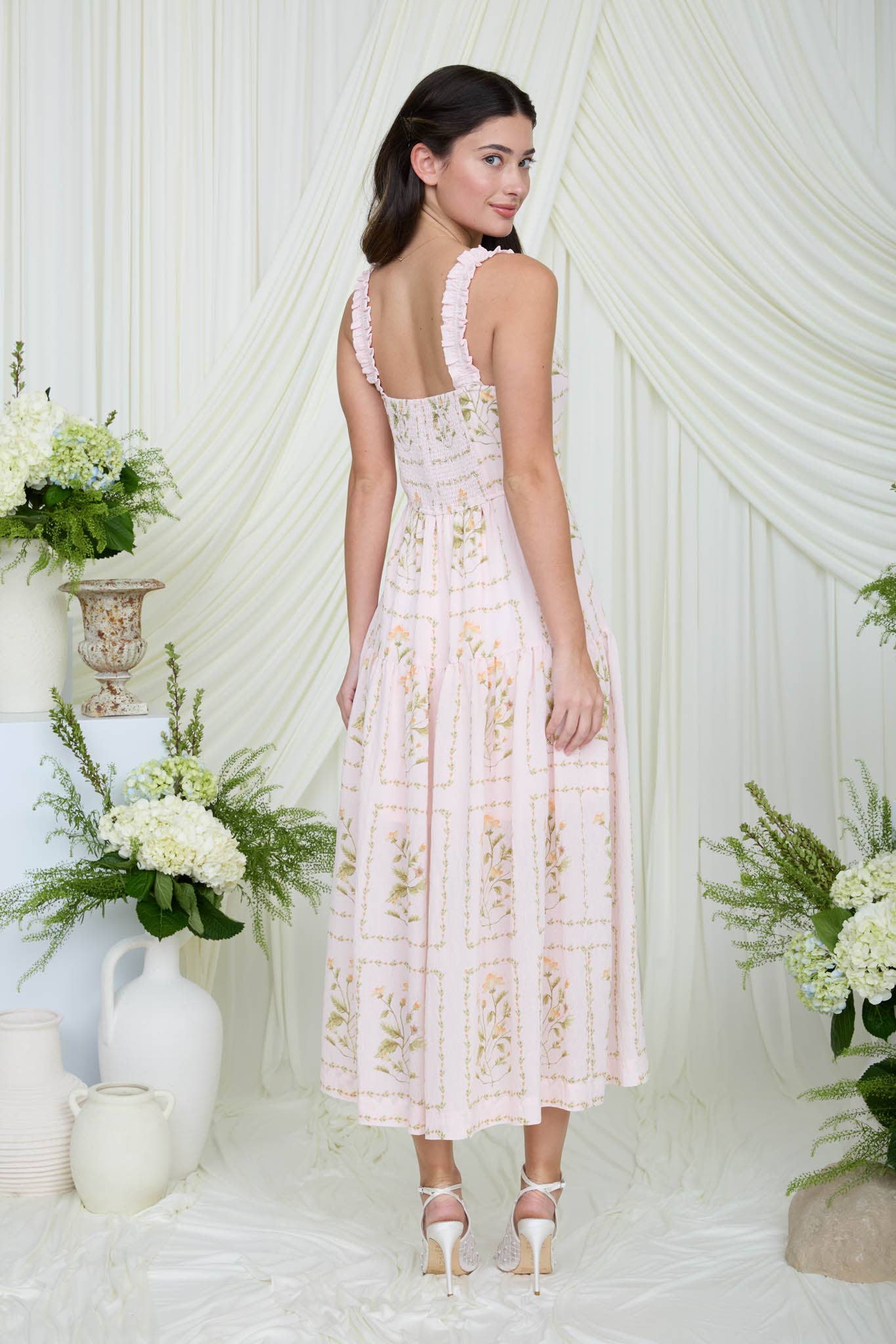 Floral Drop Waist Midi Dress