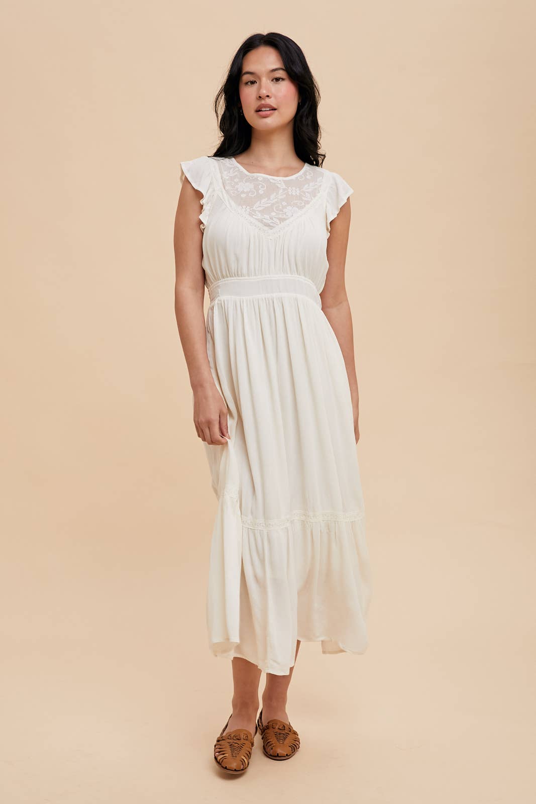 Lace Open Back Midi Dress