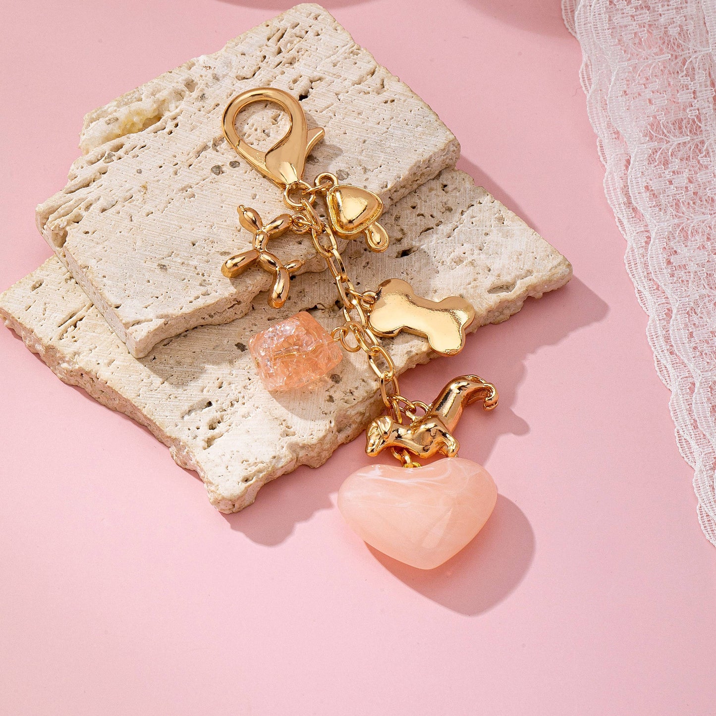 Heart Dog Bag Charm Key Chain