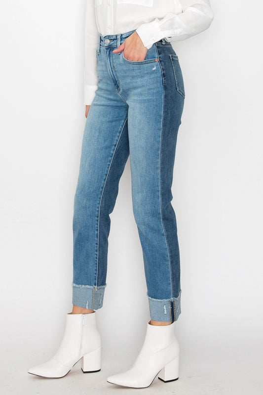 Two Tone High Rise Straight