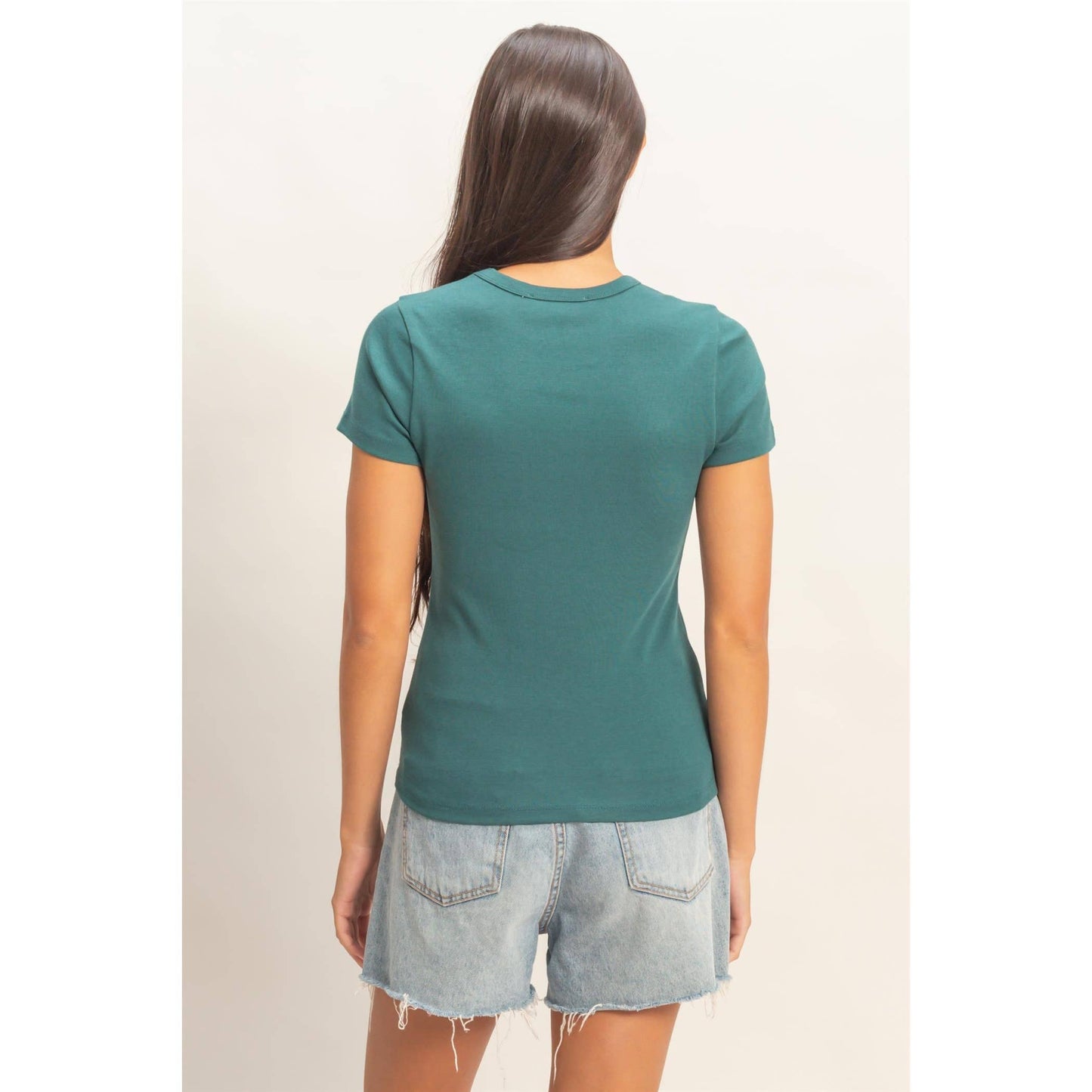 Mineral Washed Crew Neck Short Sleeve Top