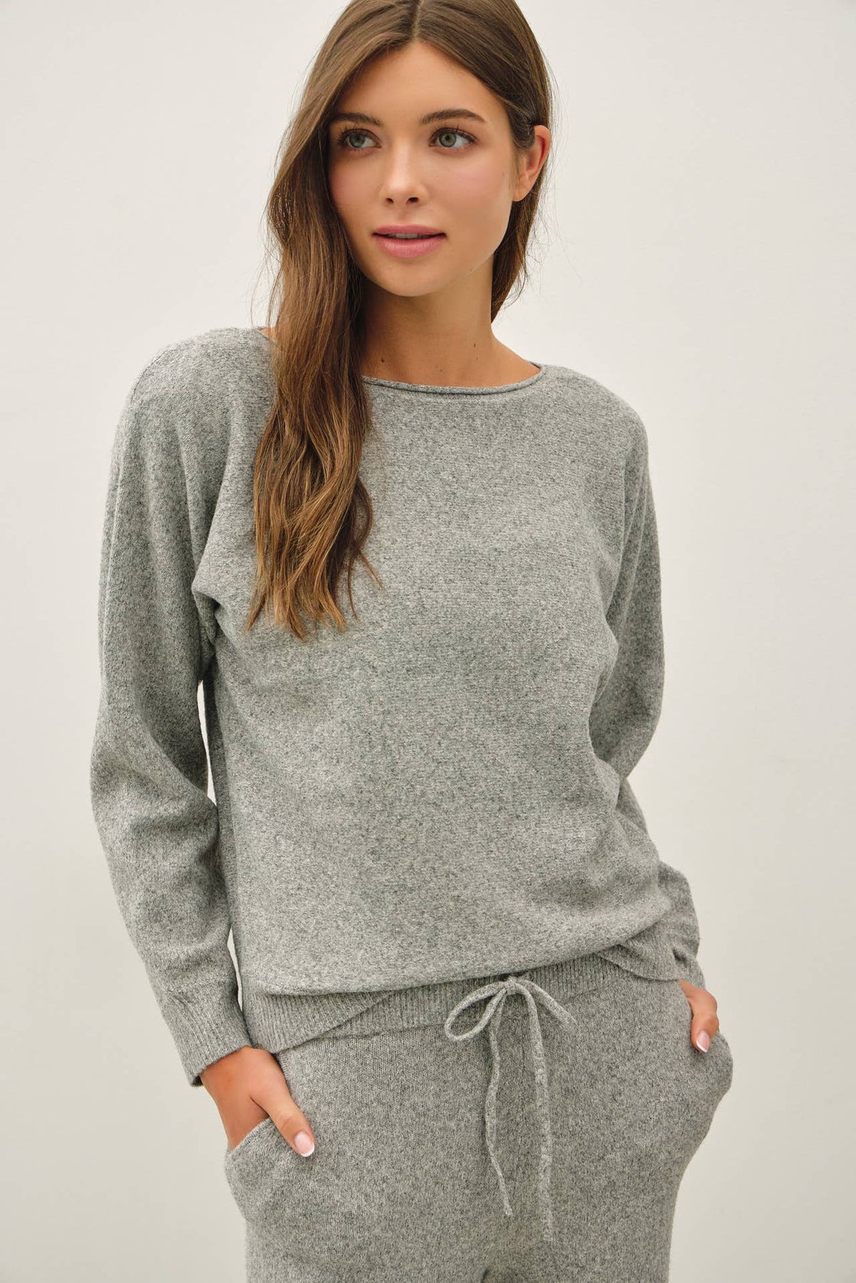 Boat Neck Heathered Sweater