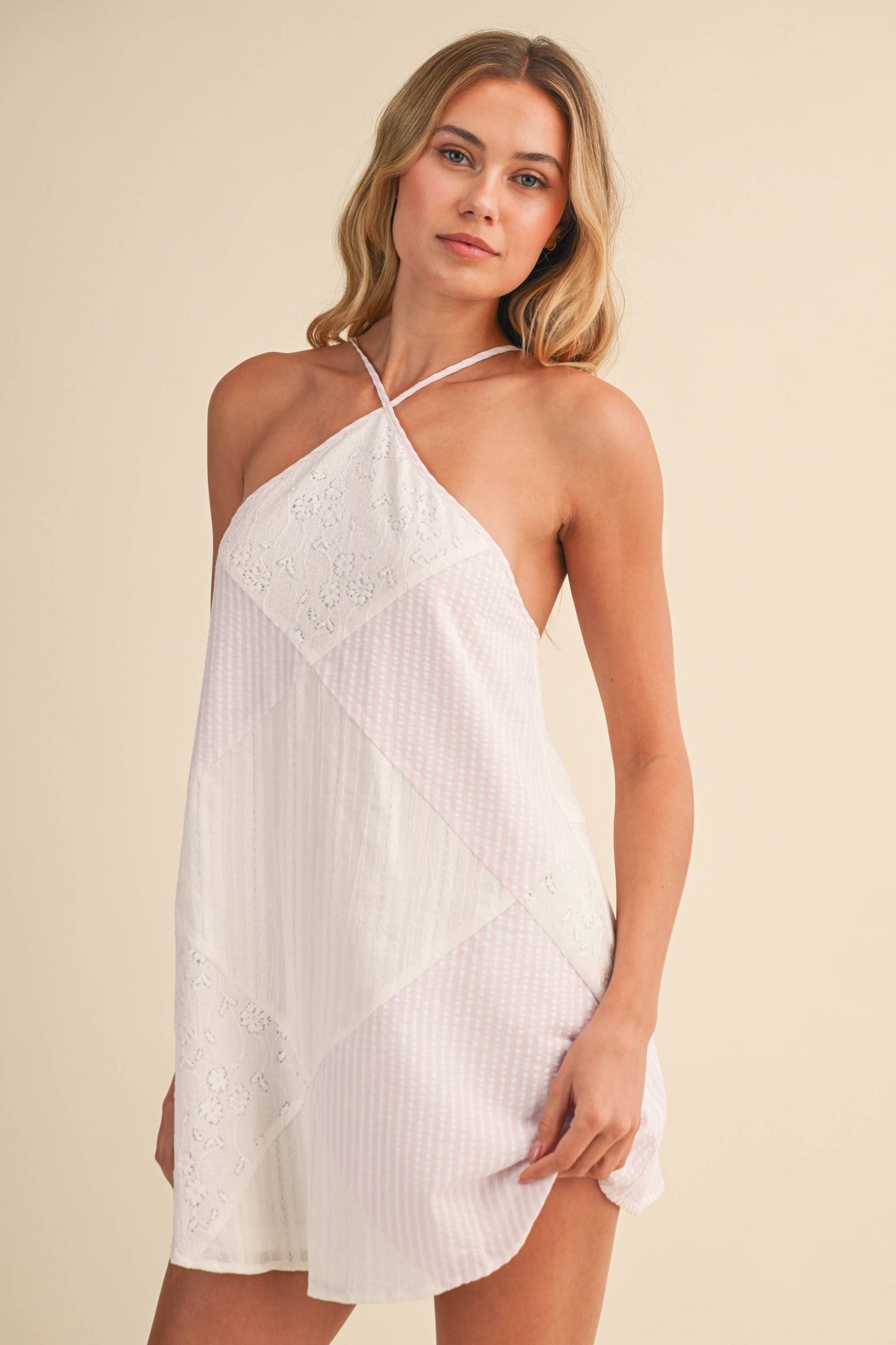 Open Back Cross Mini Dress