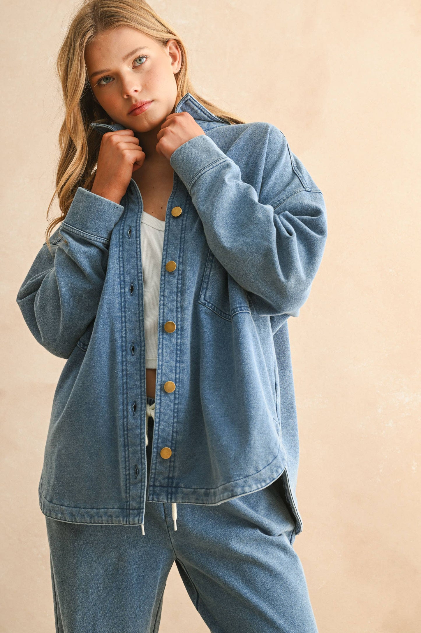 Washed Denim Shirt Jacket