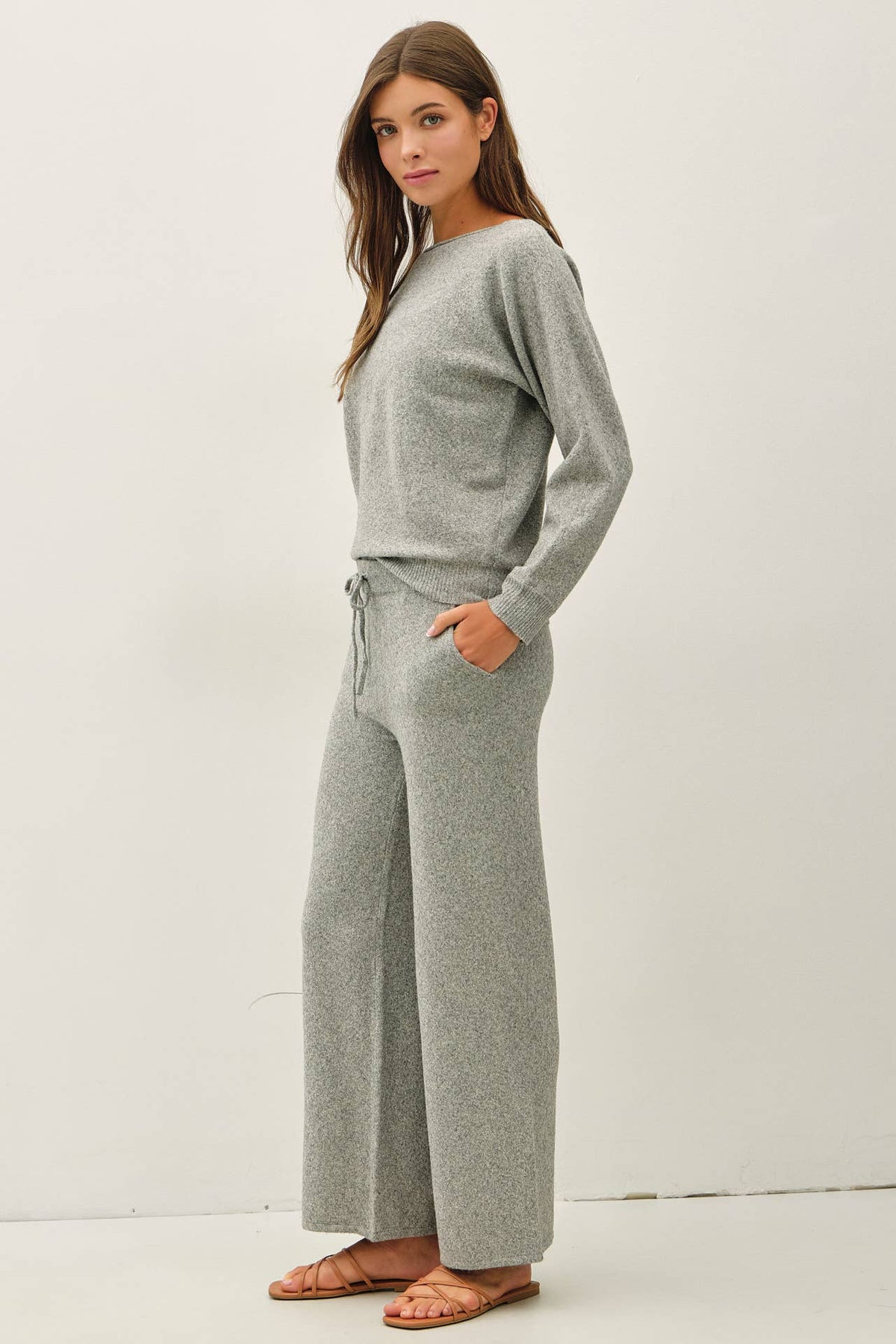 Boat Neck Heathered Sweater