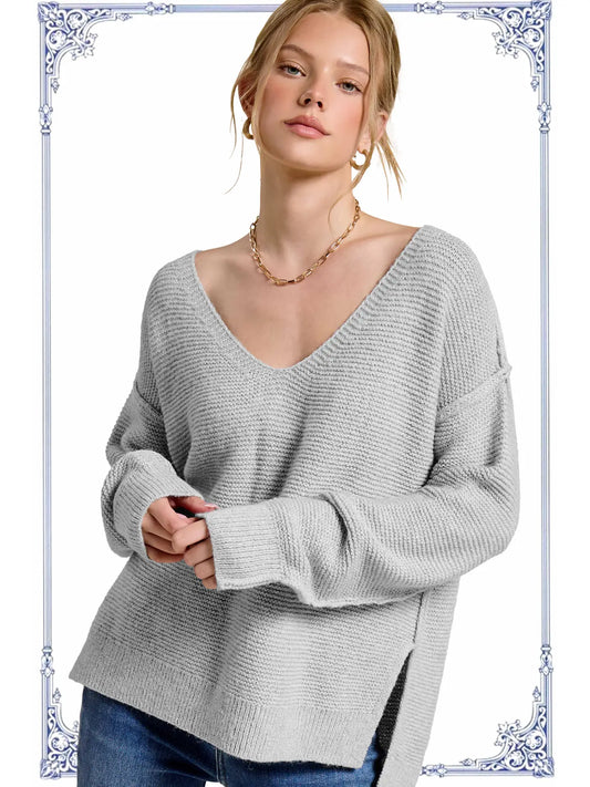High-Low Sweater With Exposed Seams