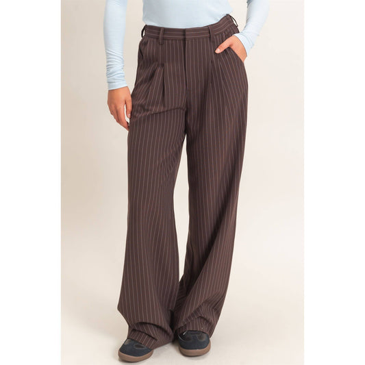 Pinstripe Wide-Leg Trousers