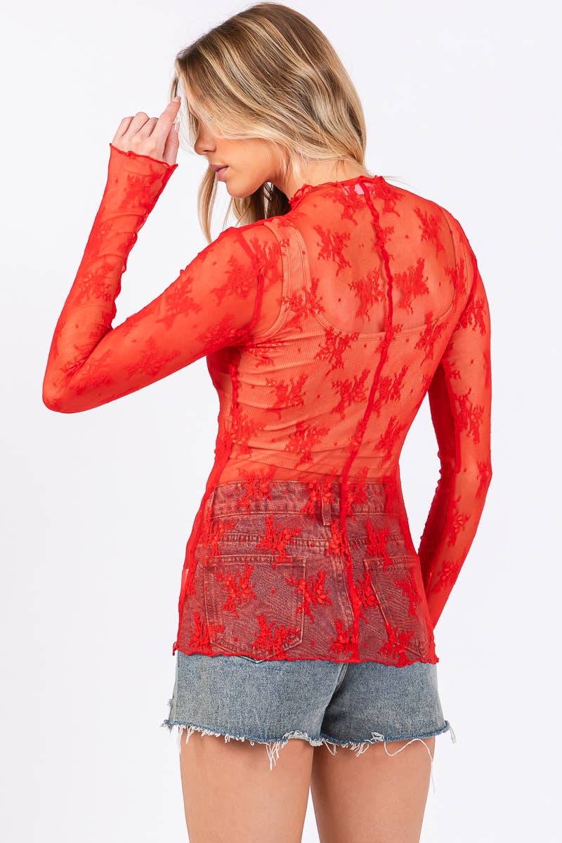 Sheer Lace Layering Top