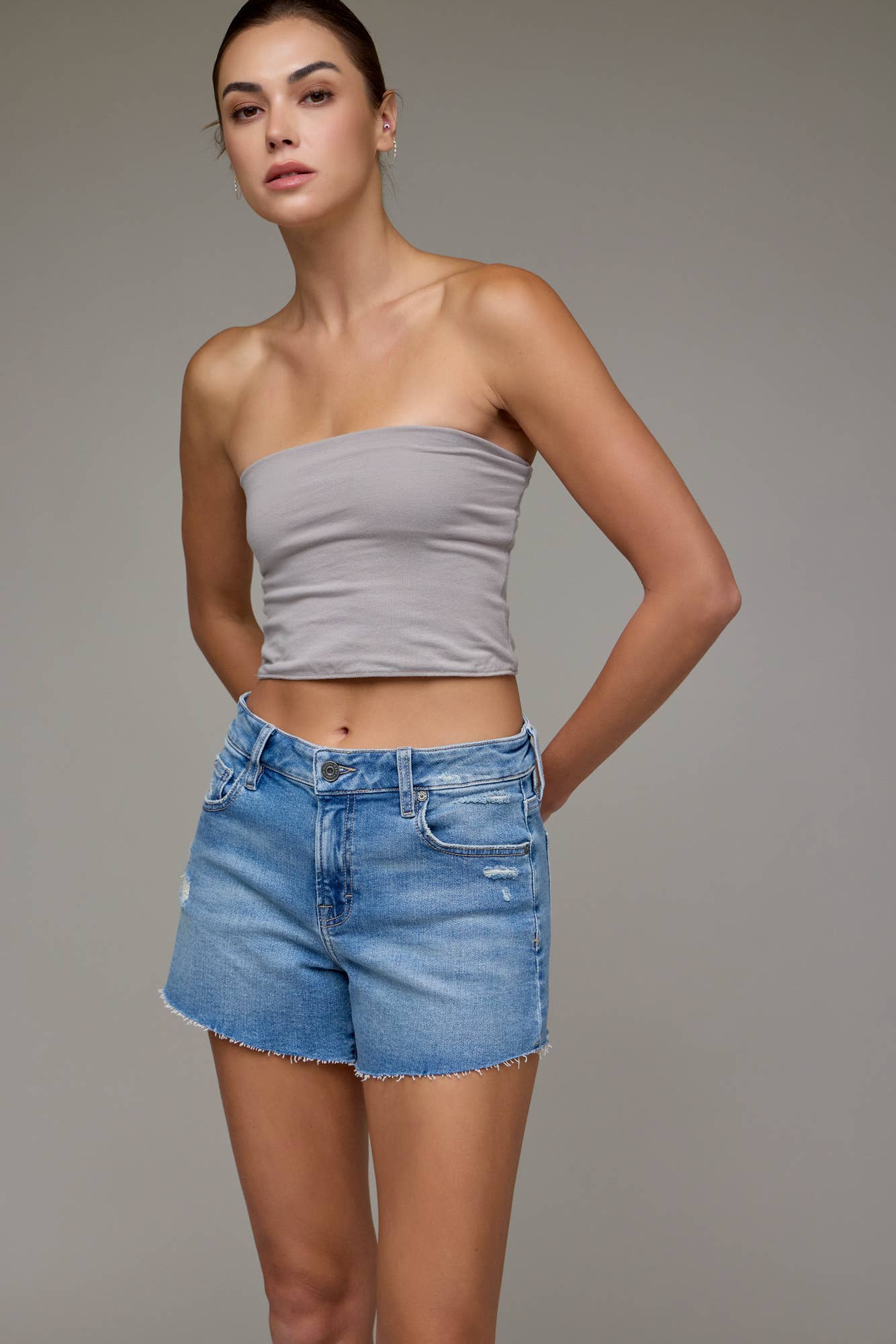 Medium Wash Mid Rise Kenzie Shorts