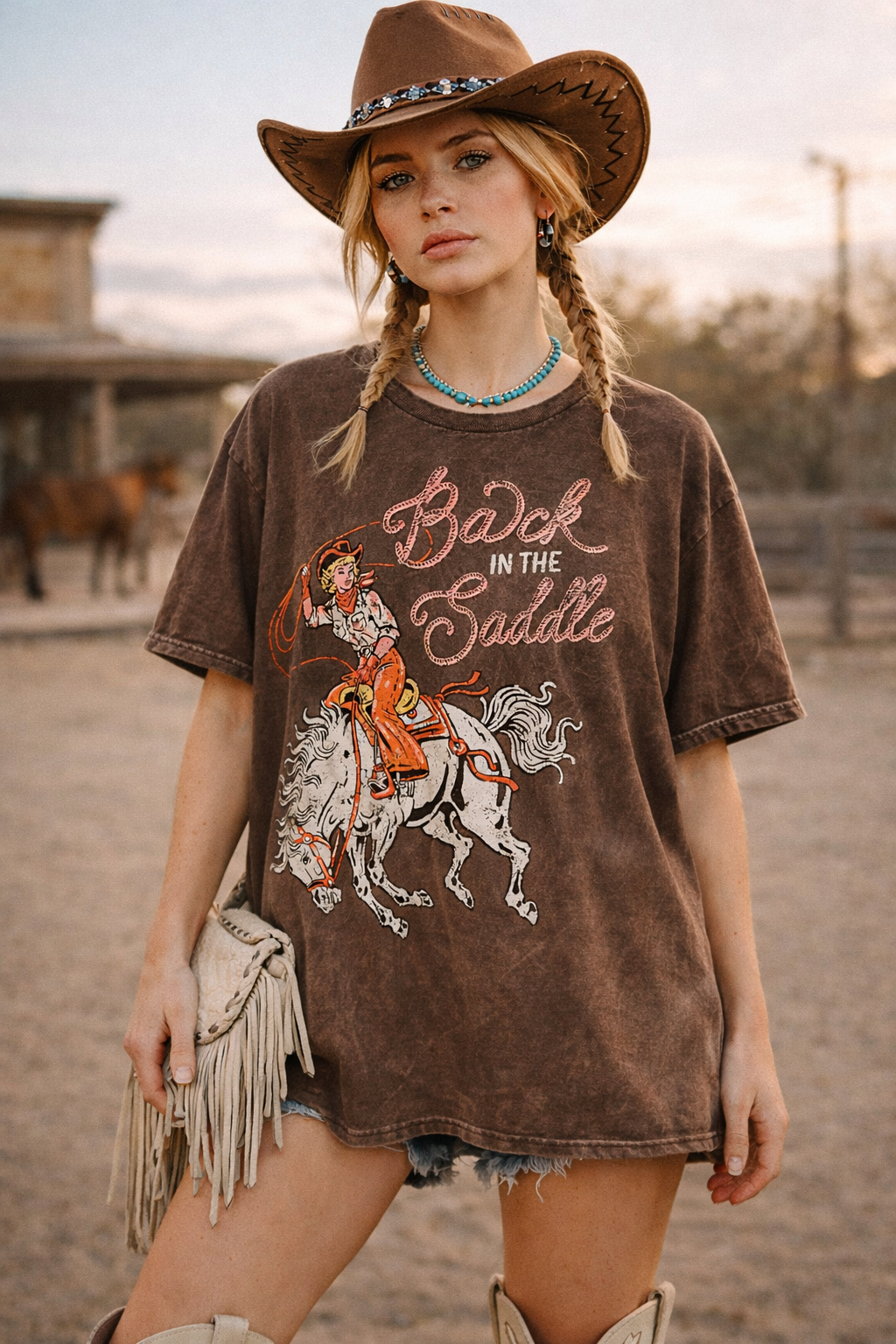 Back in the Saddle Mineral-Dyed Brown T-Shirt