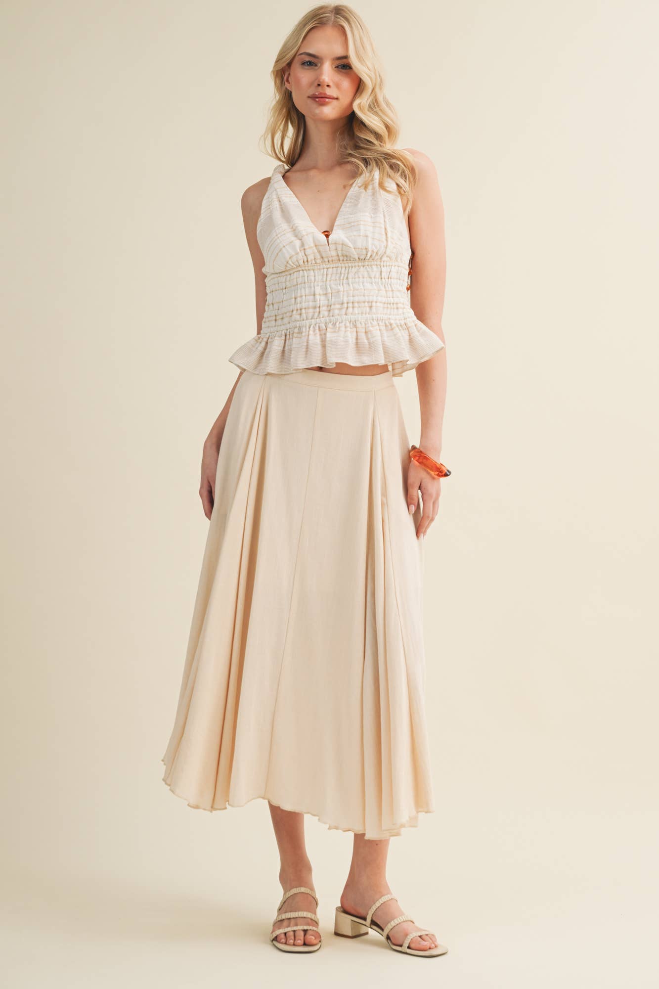 Vertical Panel A-Line Midi Skirt