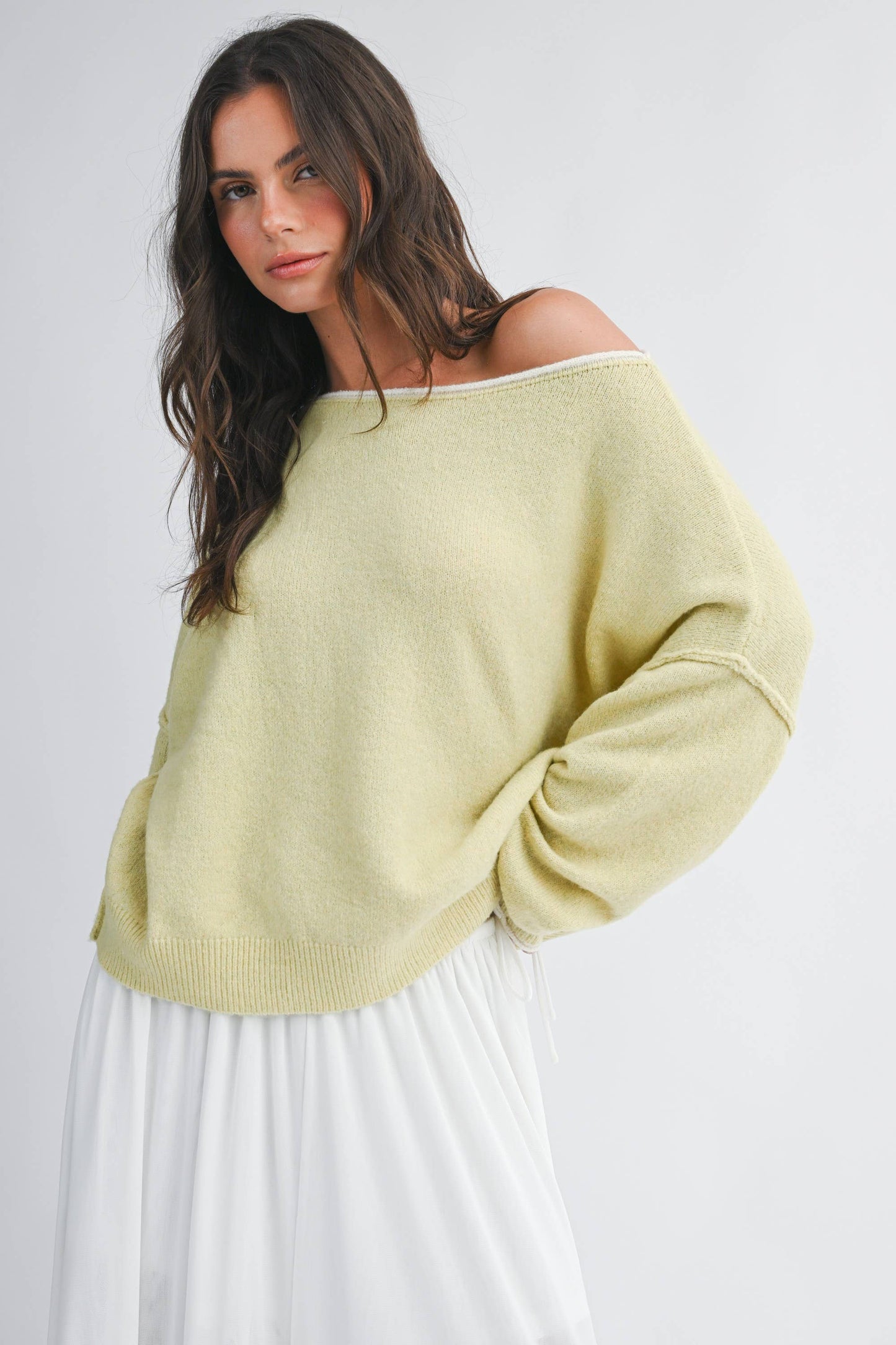 Relaxed Drop Shoulder Fuzzy Knit Pullover