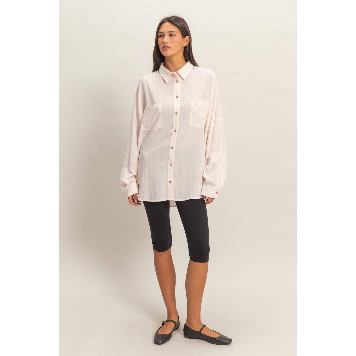 Oversized Striped Button-Up Shirt