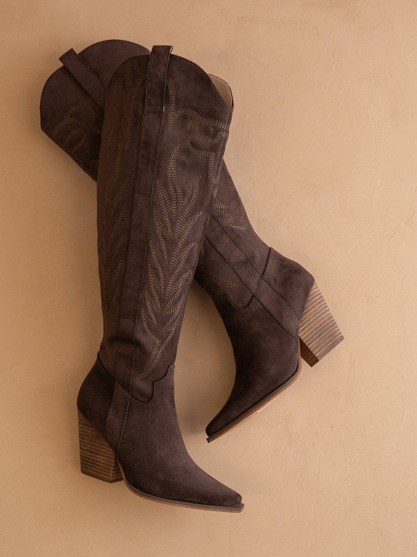 The Bronco Coffee Knee High Cowboy Boot