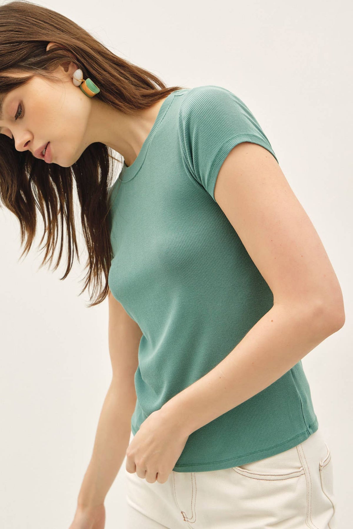 Ribbed Crew Neck Top