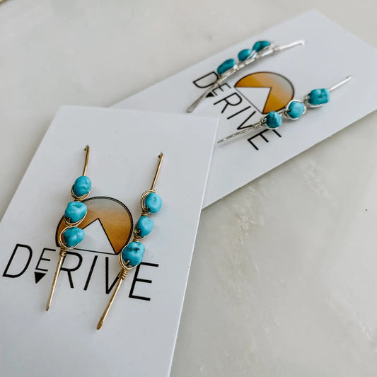 Pacific Threader Earrings with Kingman Turquoise