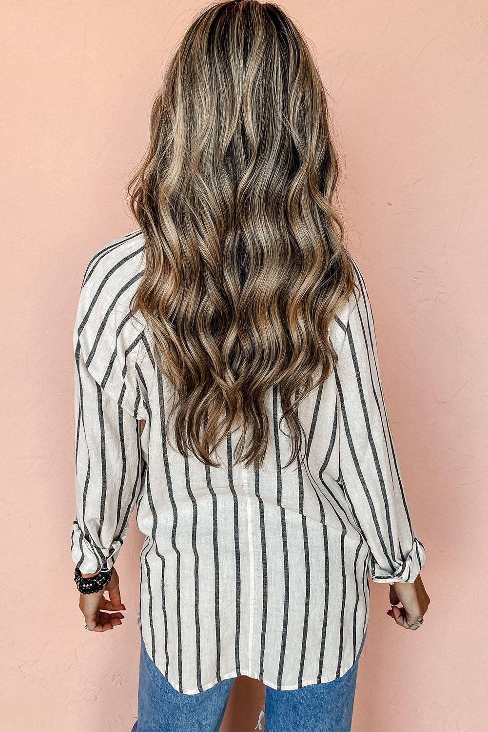 Stripe Buttoned Oversized Shirt