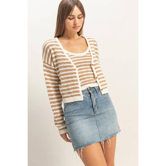 Striped V-Neck Cardigan