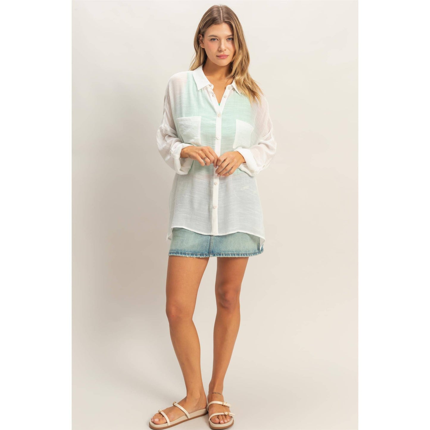 Lightweight Button-Down Blouse