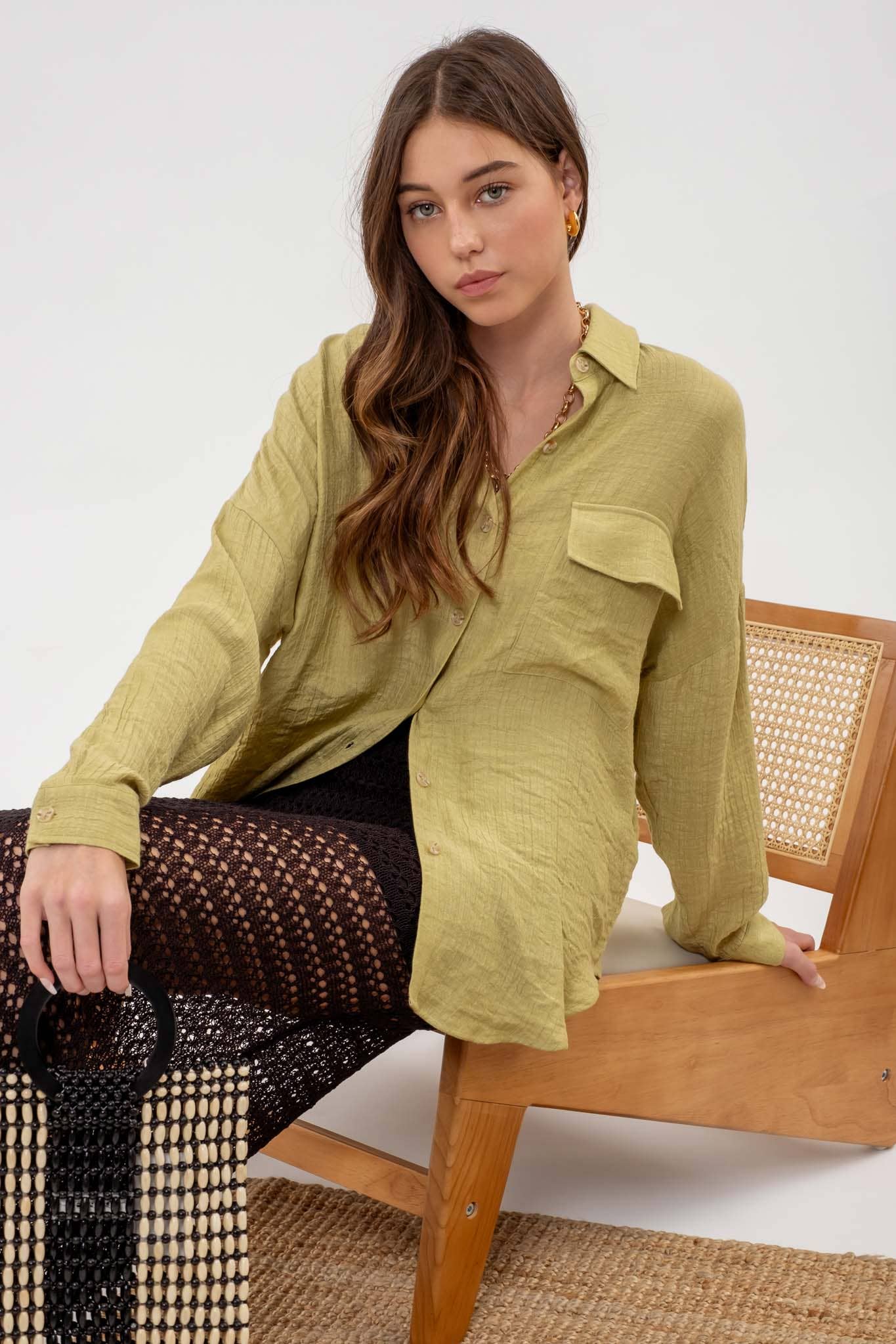 Solid Lightweight Button Down Shirt