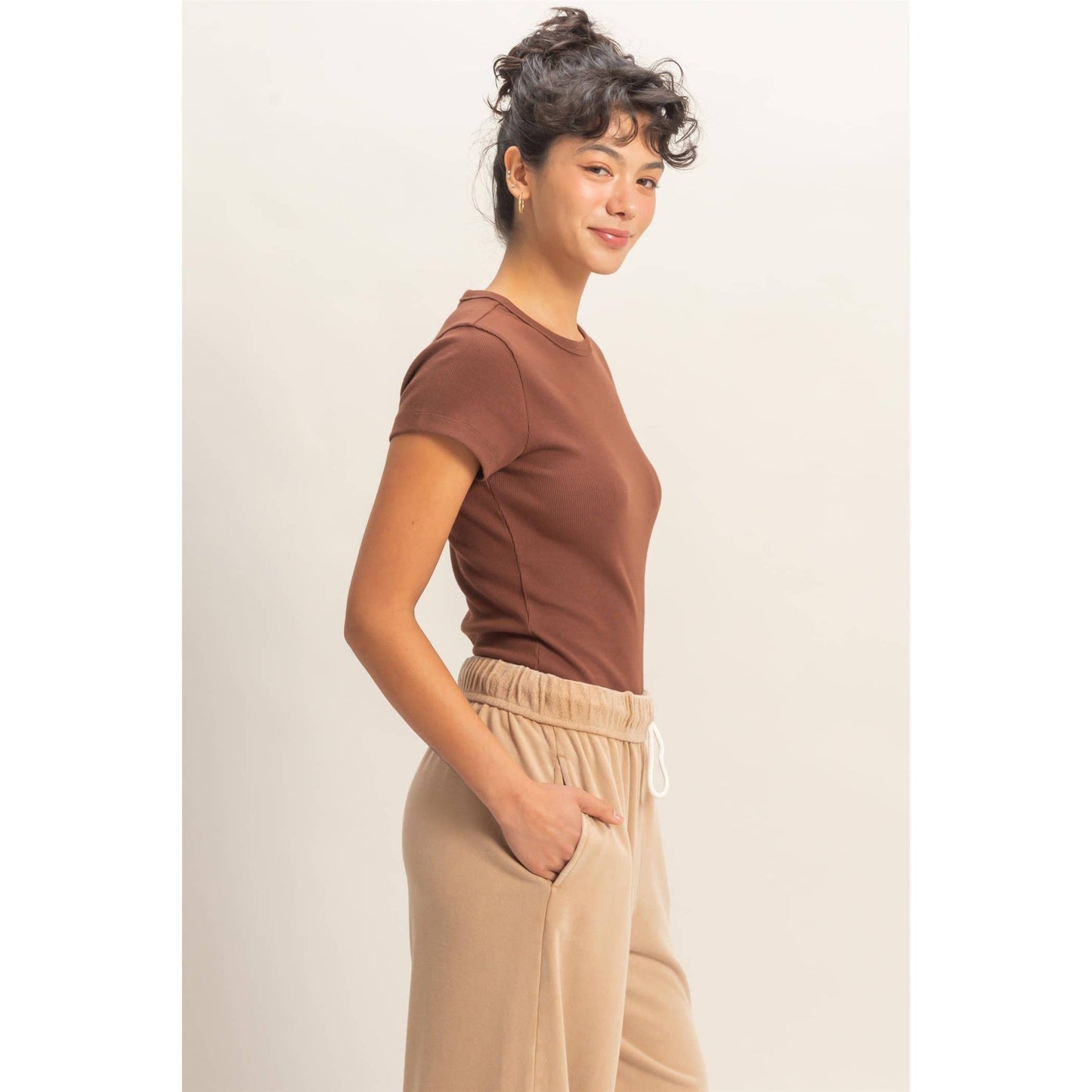 Basic Ribbed Short Sleeve Top