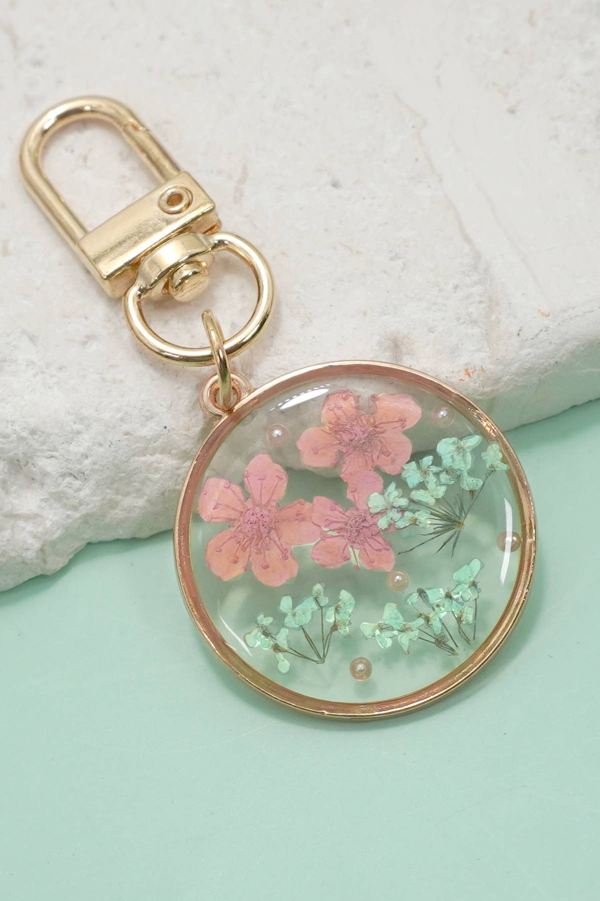 Pressed Dried Flower Bag Charm