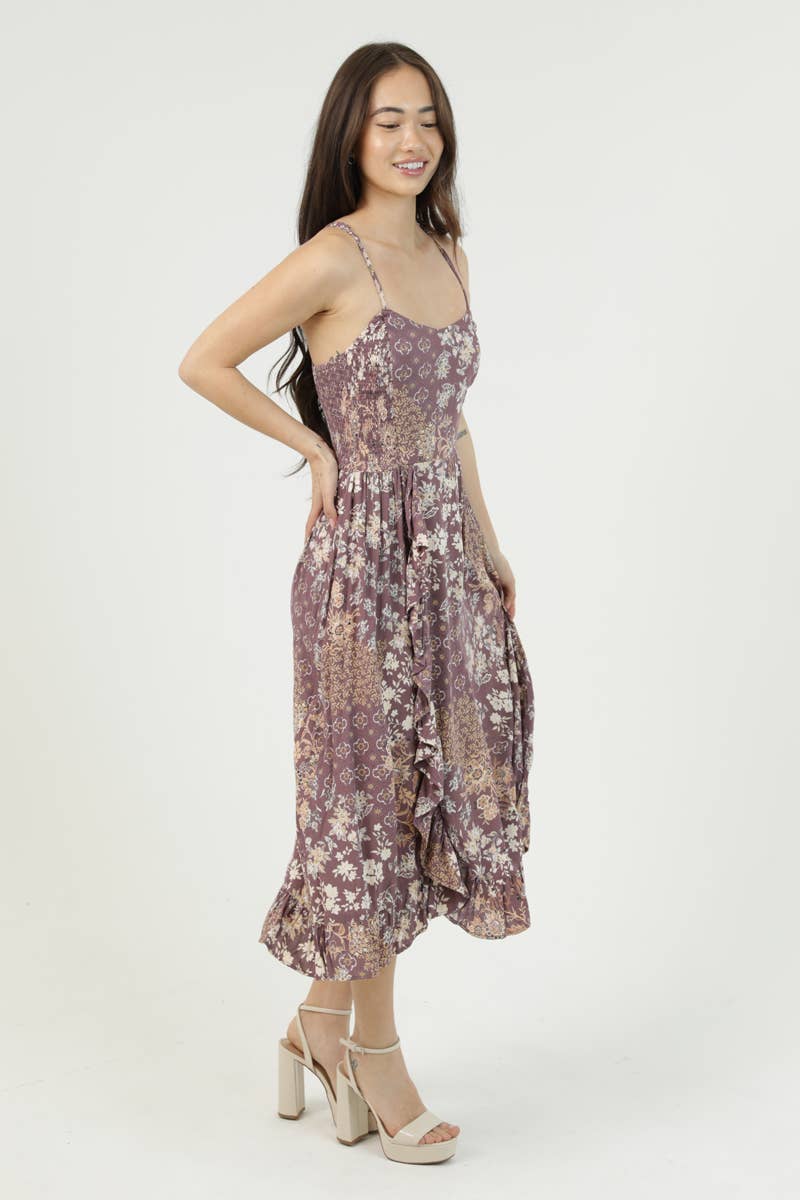 Racer Back Floral Midi Dress