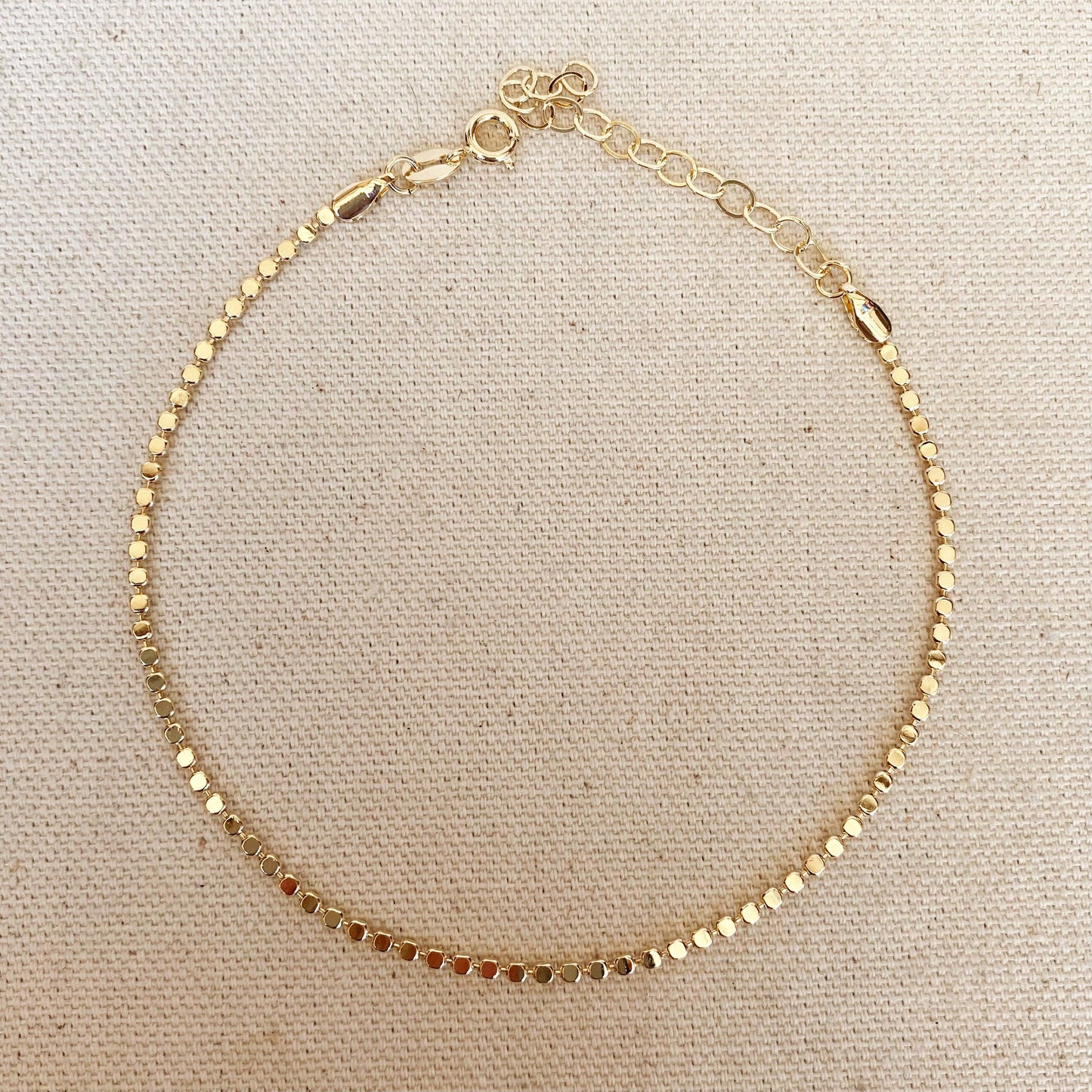 18k Gold Filled 2.0mm Flat Ball Chain Anklet