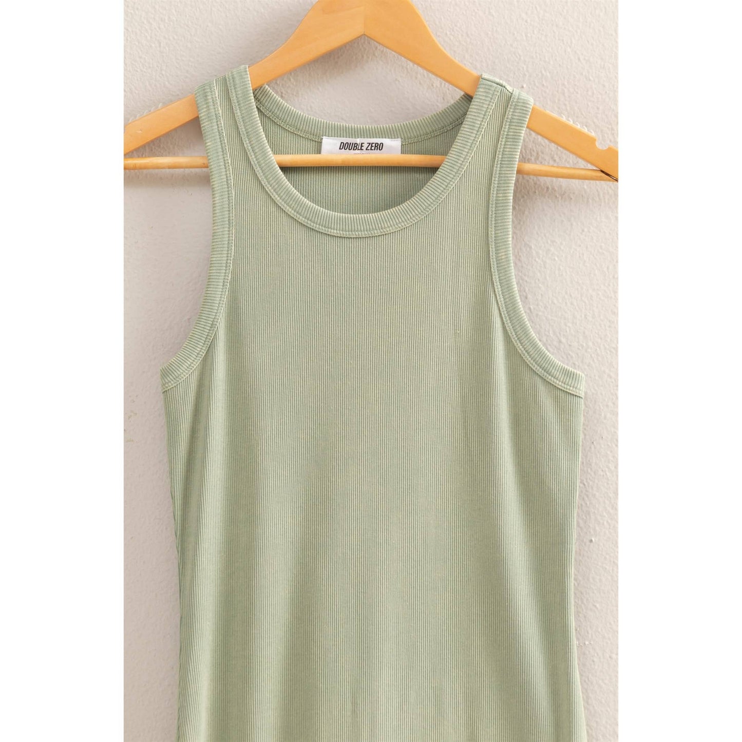 Acid Washed Ribbed Midi Tank Dress