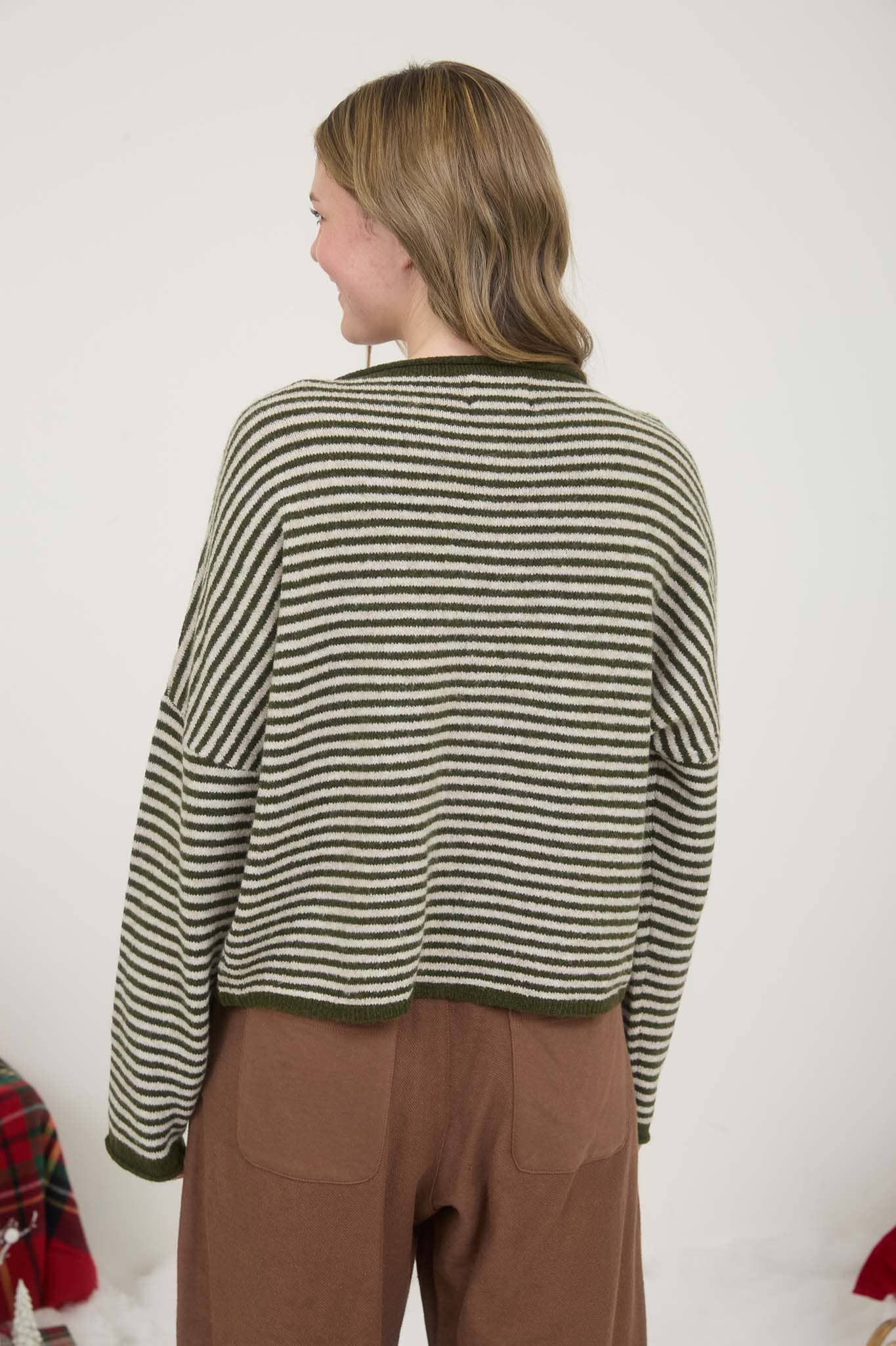 Stripe Raw Edge Cardigan