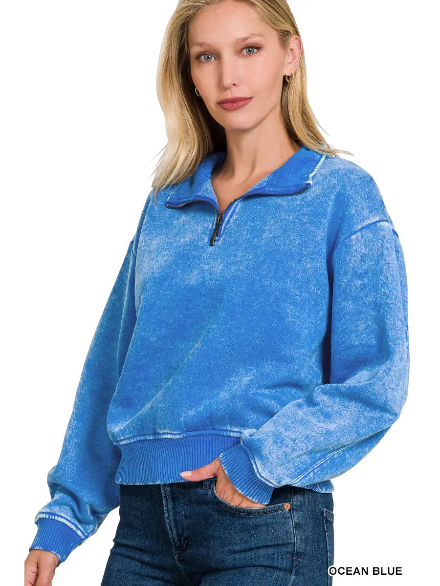 Ocean Blue Half Zip Pullover