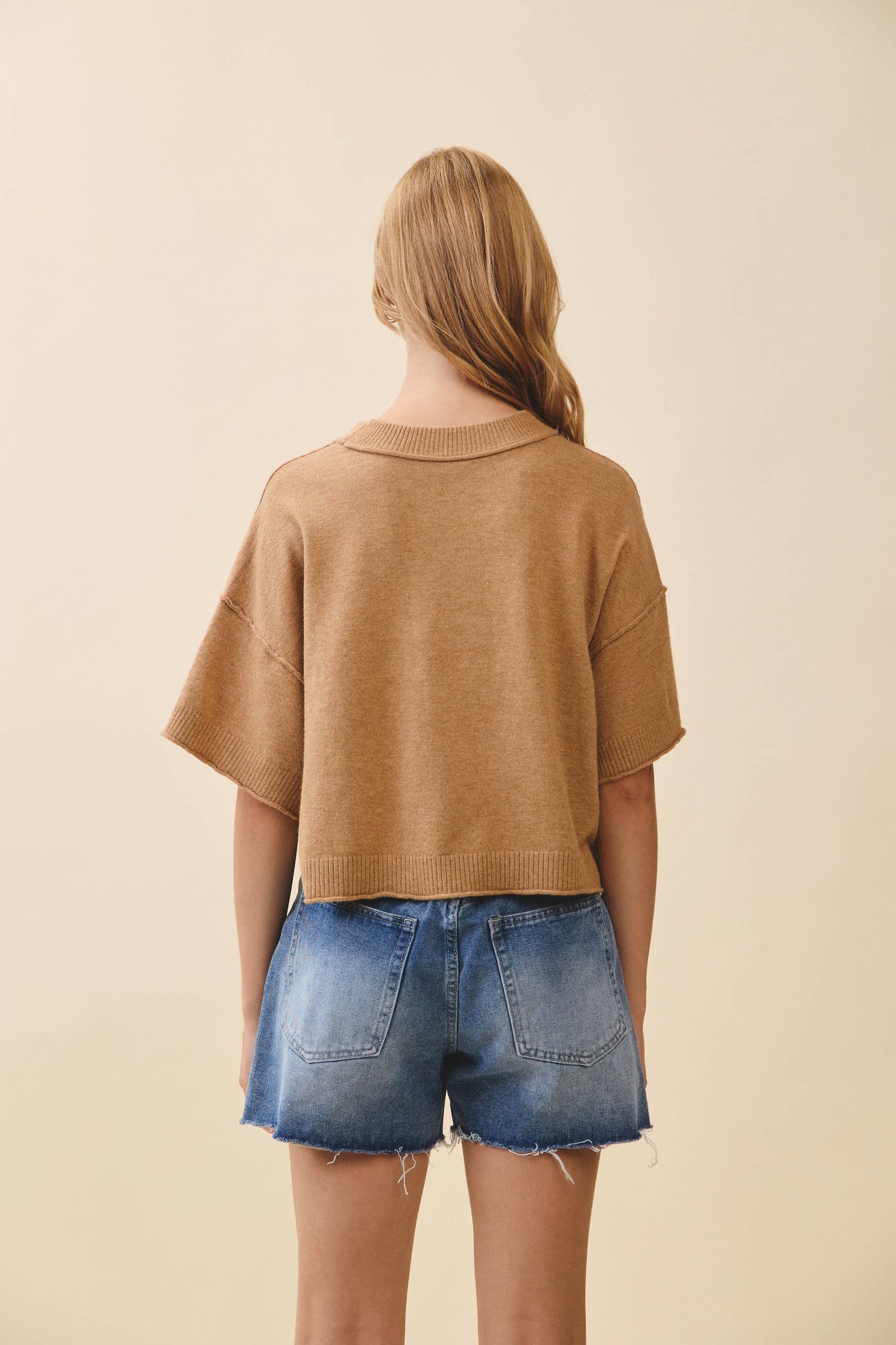 Cropped Short Sleeve Sweater