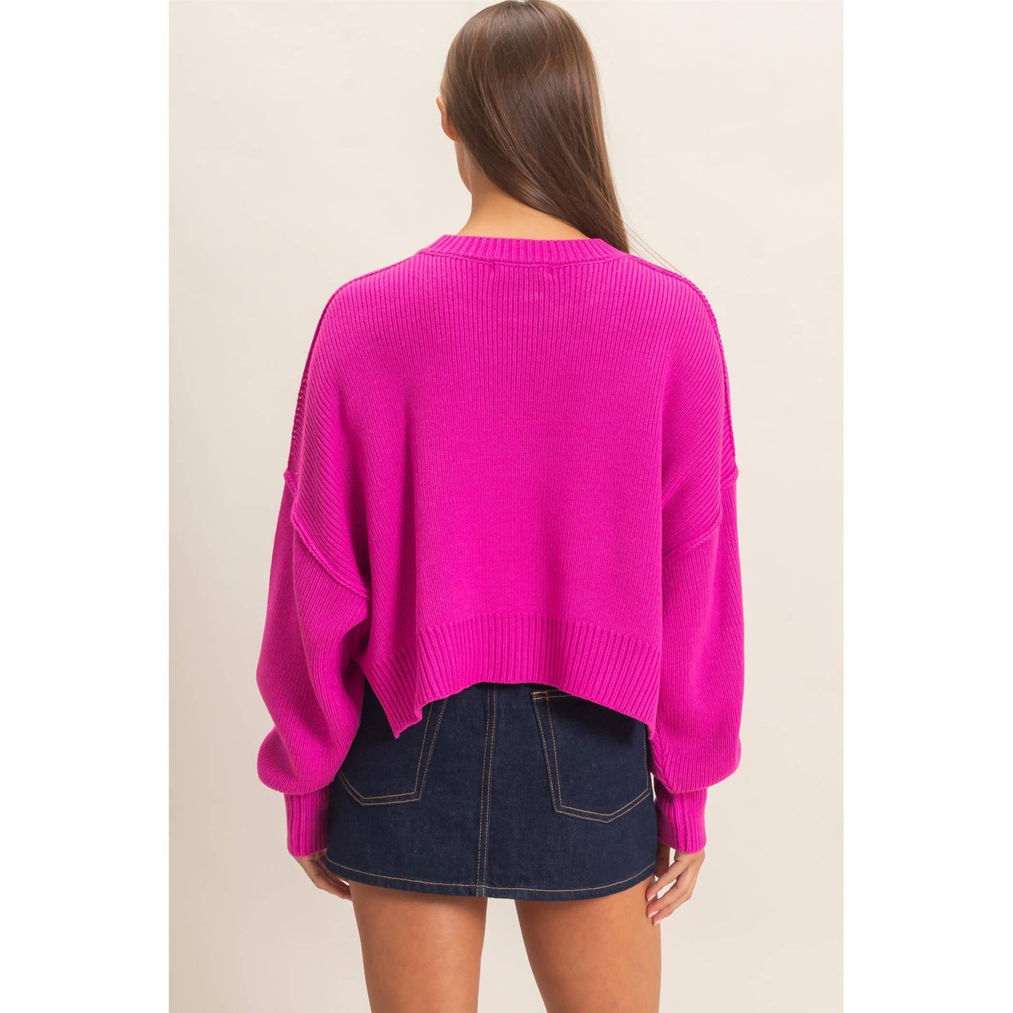 Ribbed Drop Shoulder Sweater