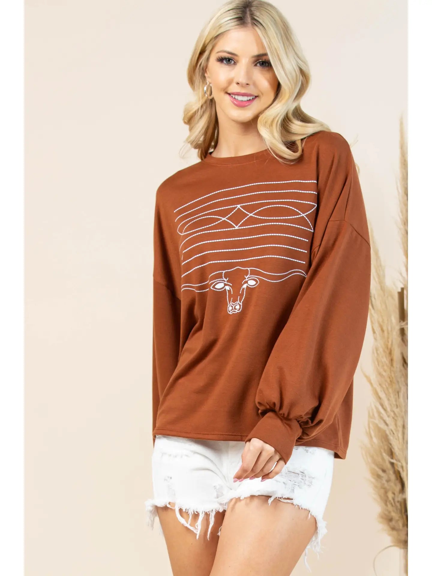 Longhorn Boot Stitch Graphic Sweatshirt