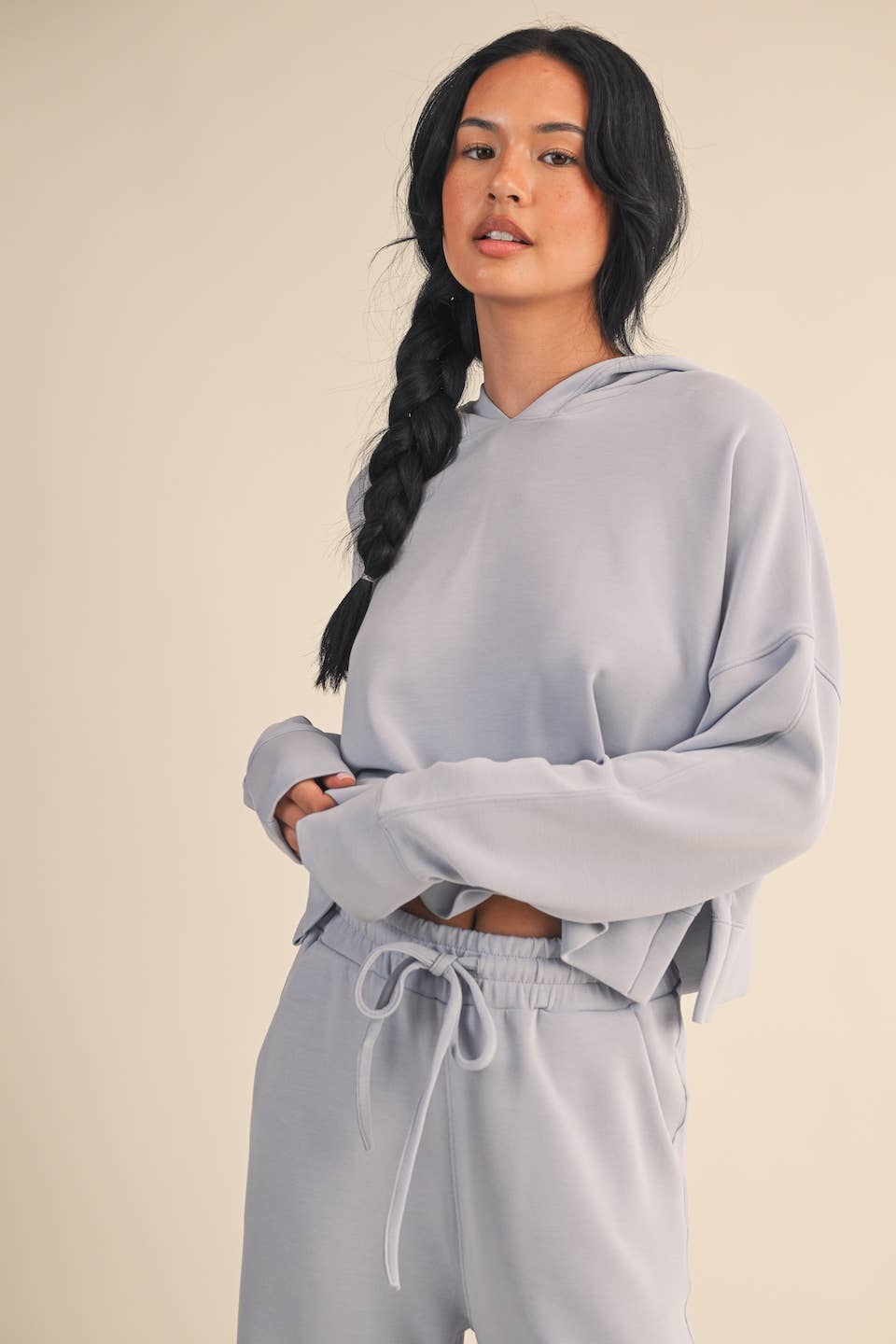 Super Soft Air Scuba Oversized Crop Hoodie