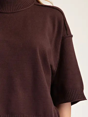 Mock Neck 3/4 Sleeves Sweater