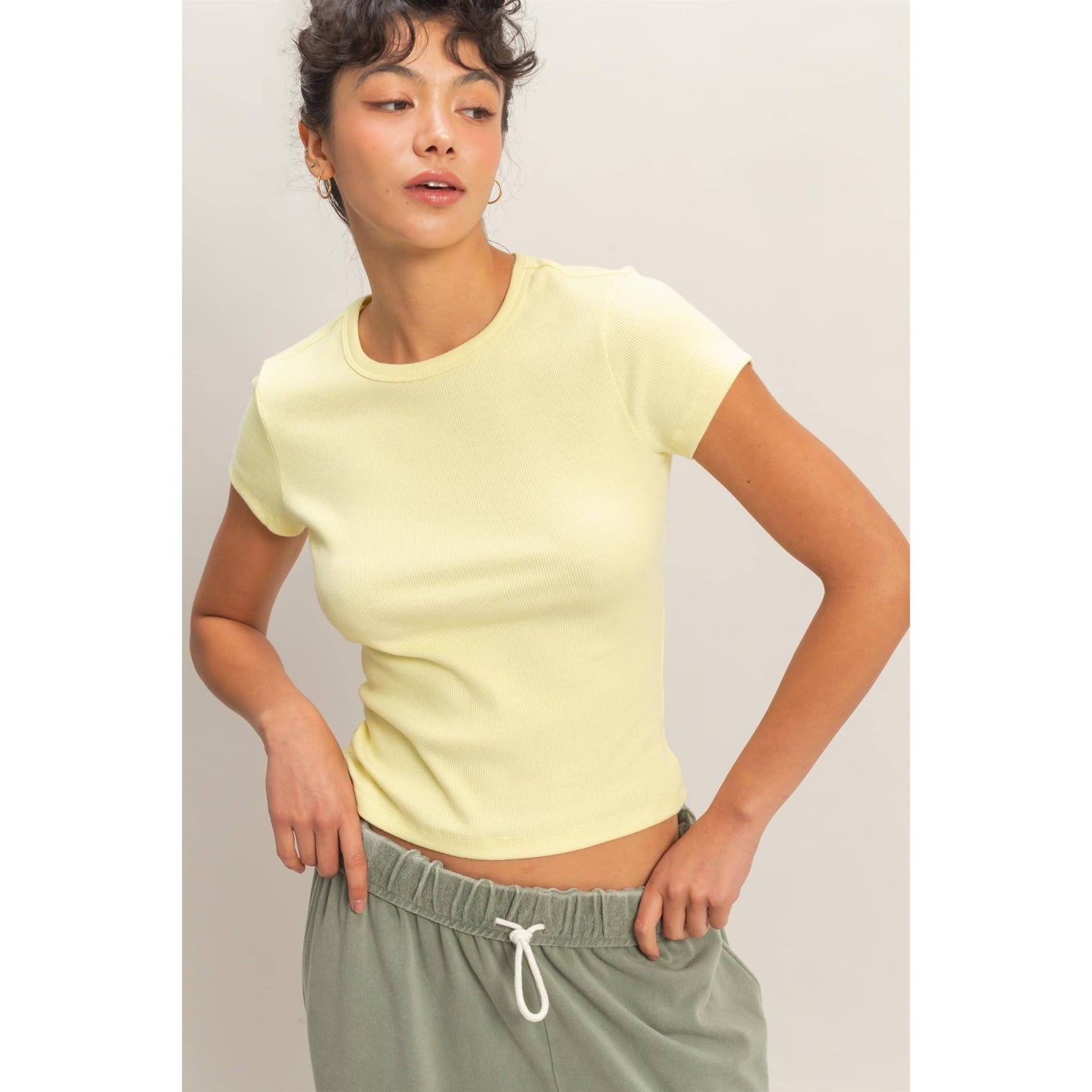 Basic Ribbed Short Sleeve Top