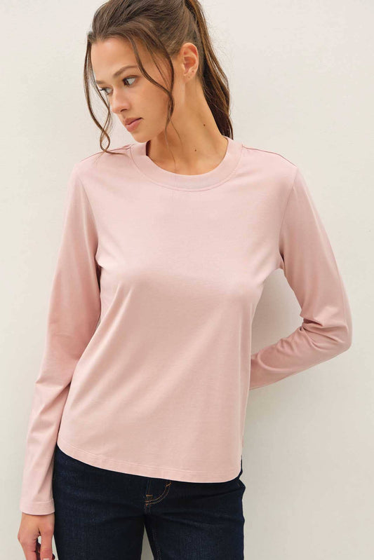 Washed Cotton Long Sleeve Top