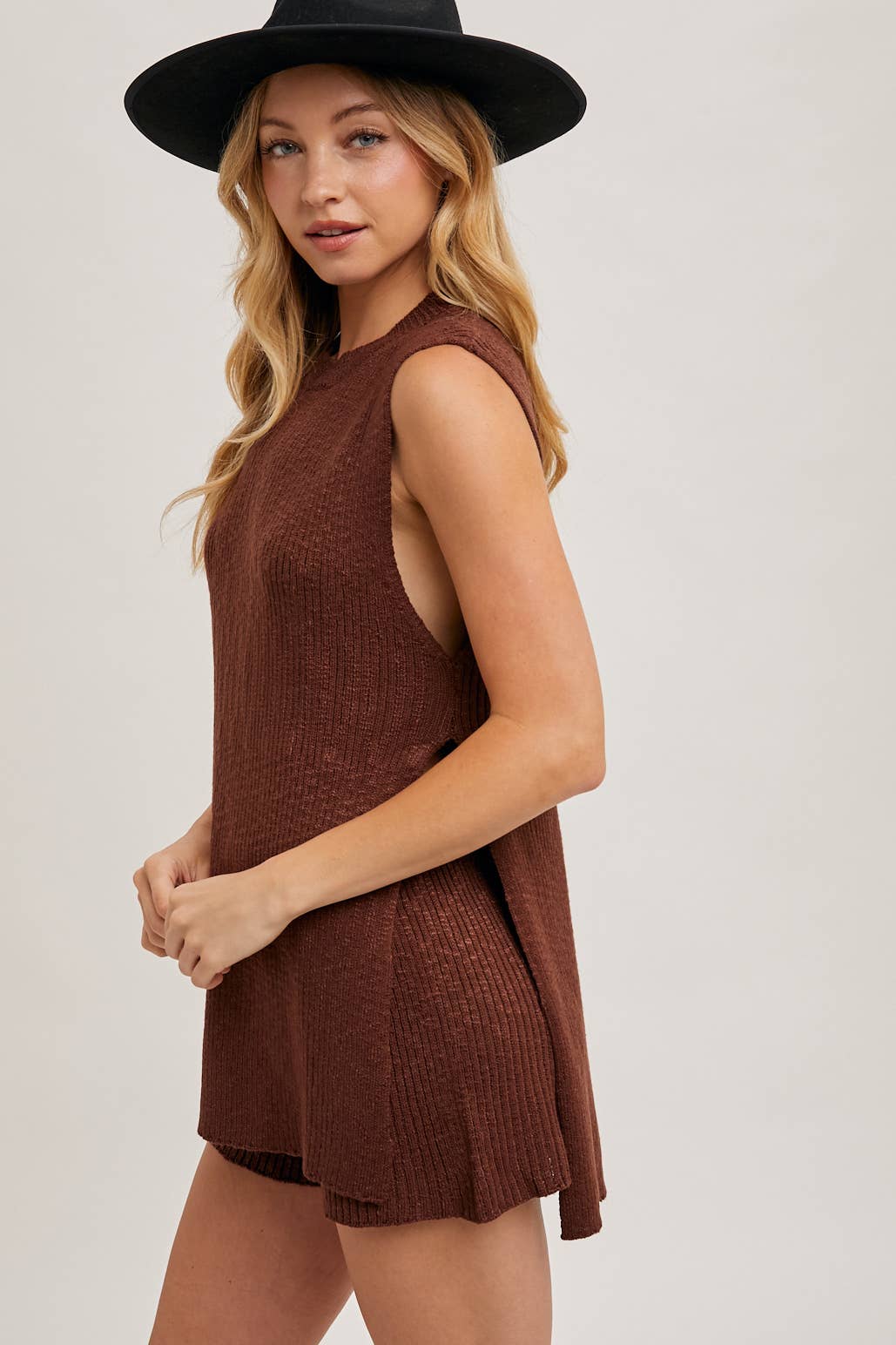 Side Slit & Short Sweater Set
