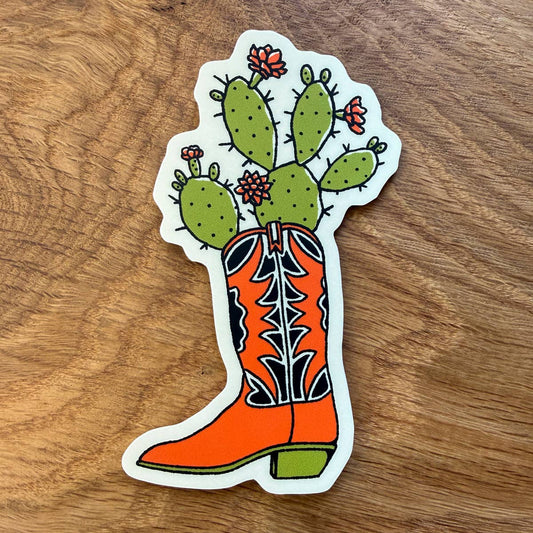 Cacti Flower Boot  Matte Vinyl Sticker