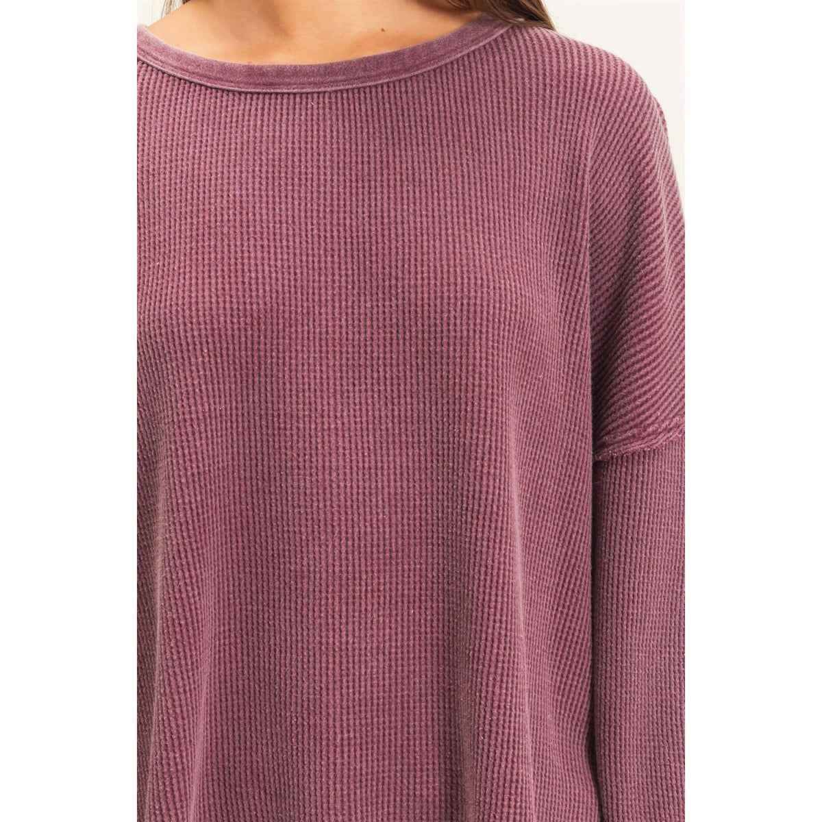 Mineral Wash Waffle Oversized Top