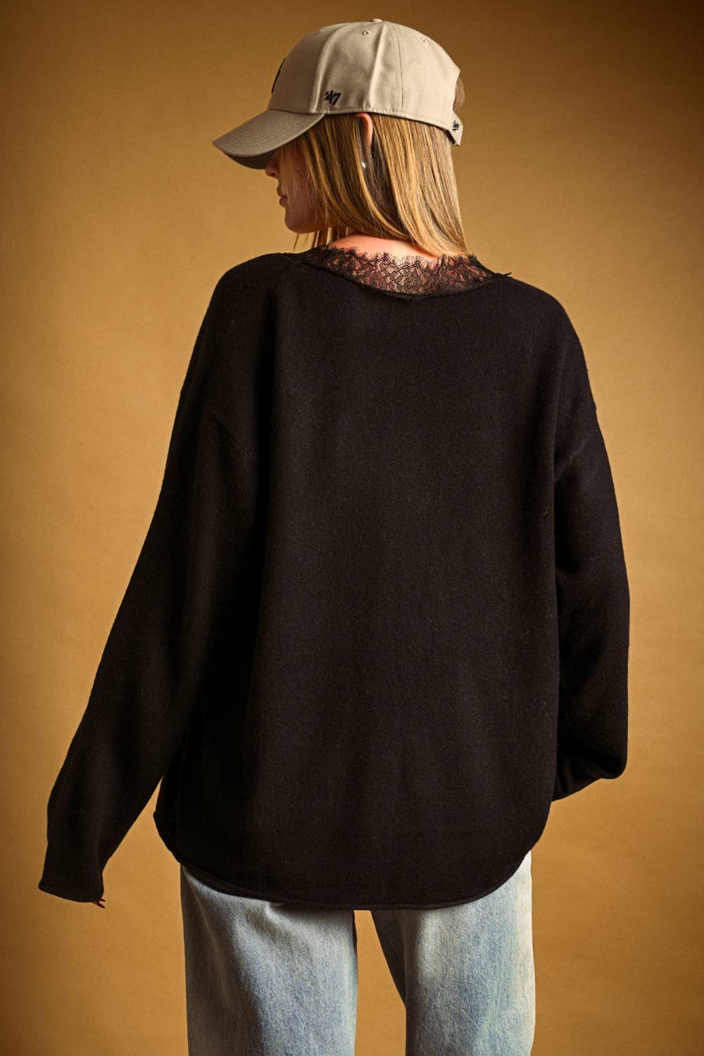 Lace Trim Knit Top