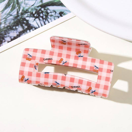 CHECKER CHERRY HAIR CLAW CLIPS