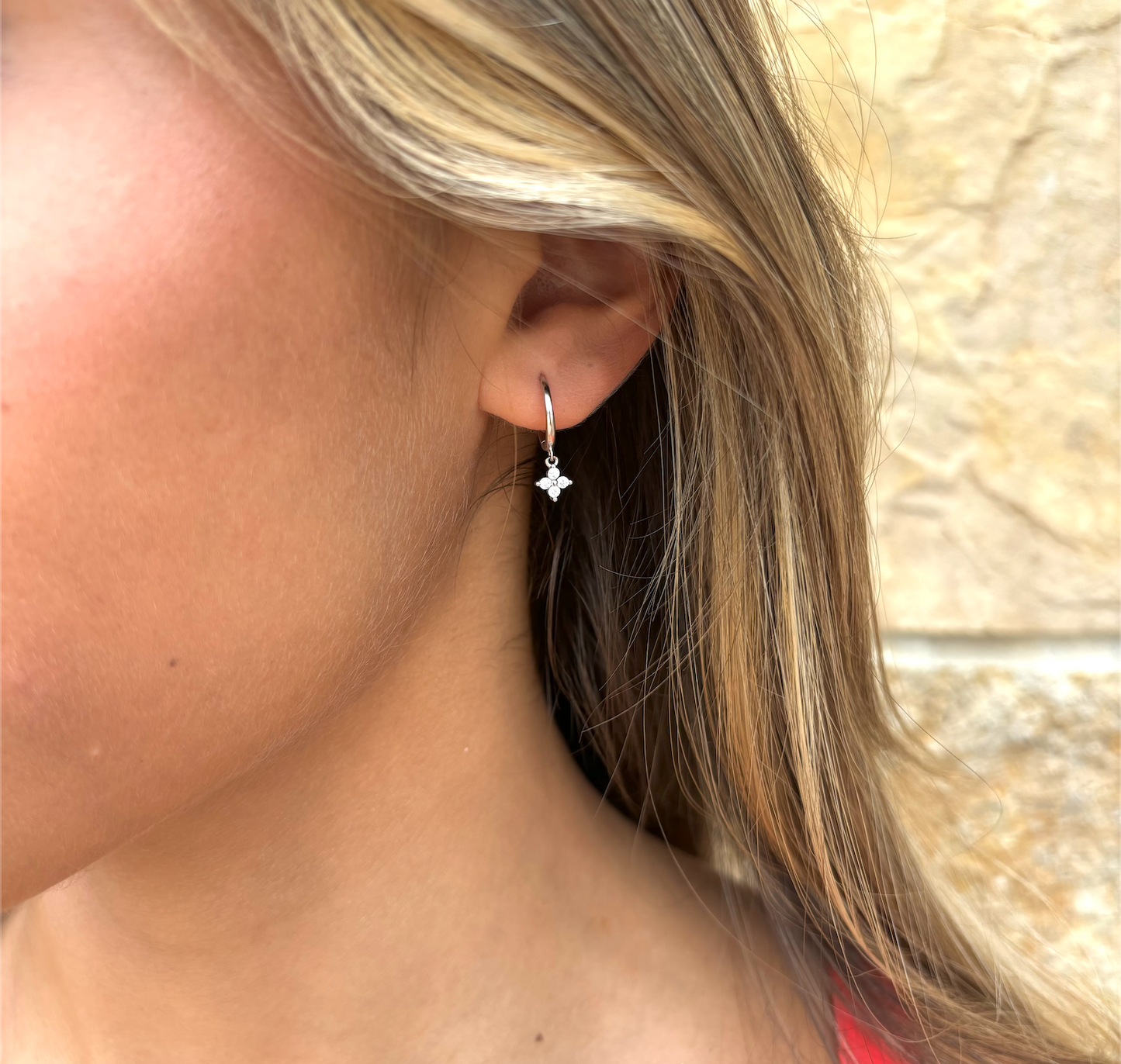 Charming Crystal Huggies- Silver