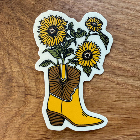 Sunflower Boot Matte Vinyl Sticker