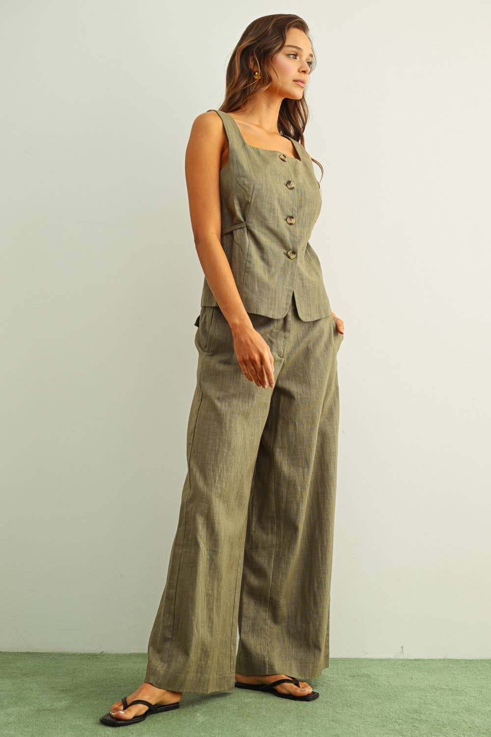 Wide Leg Linen Trousers