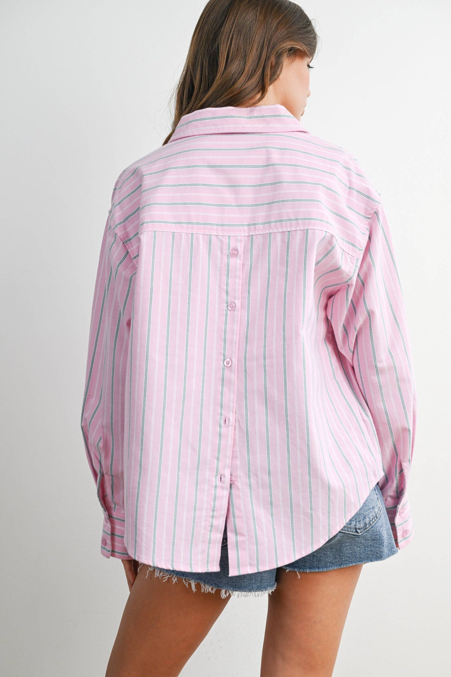 Striped Long-Sleeve Button-Up Shirt