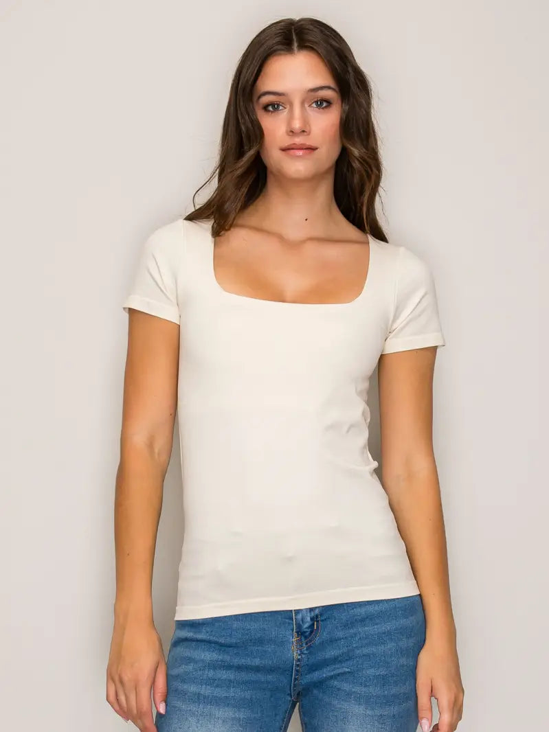 Square Neck Short Sleeve Top