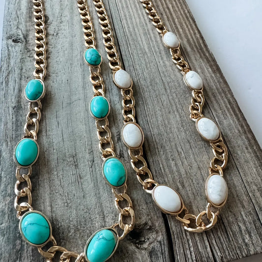 Semi Precious Stone Chain Necklace